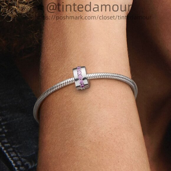 Pandora Pink Sparkling Row Clip Charm|Pendant - Picture 2 of 2